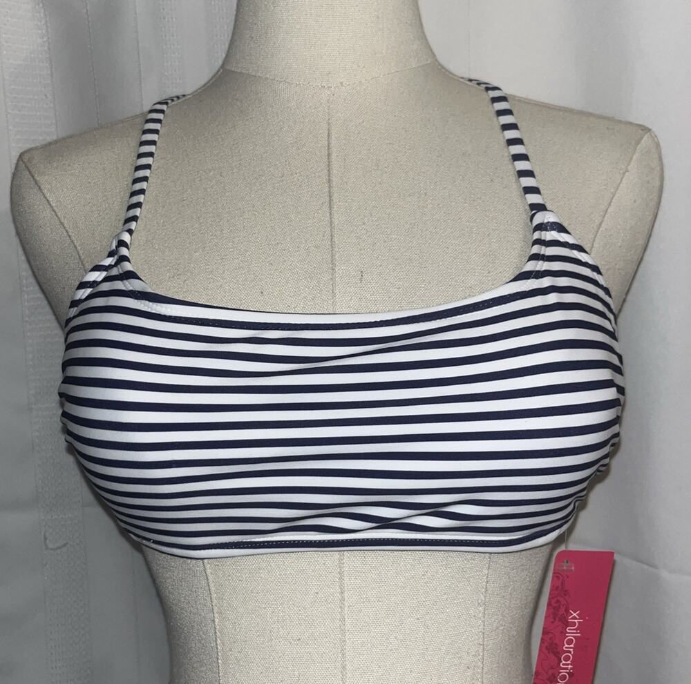 Xhilaration Blue And White Stripe Bralette Bikini Top Size XXL NWT